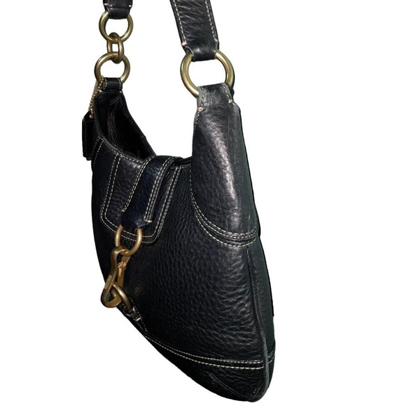 NOT FOR SALE! Vintage COACH HAMPTON Black Pebbled Leather Hobo Shoulder Bag - Picture 8 of 12
